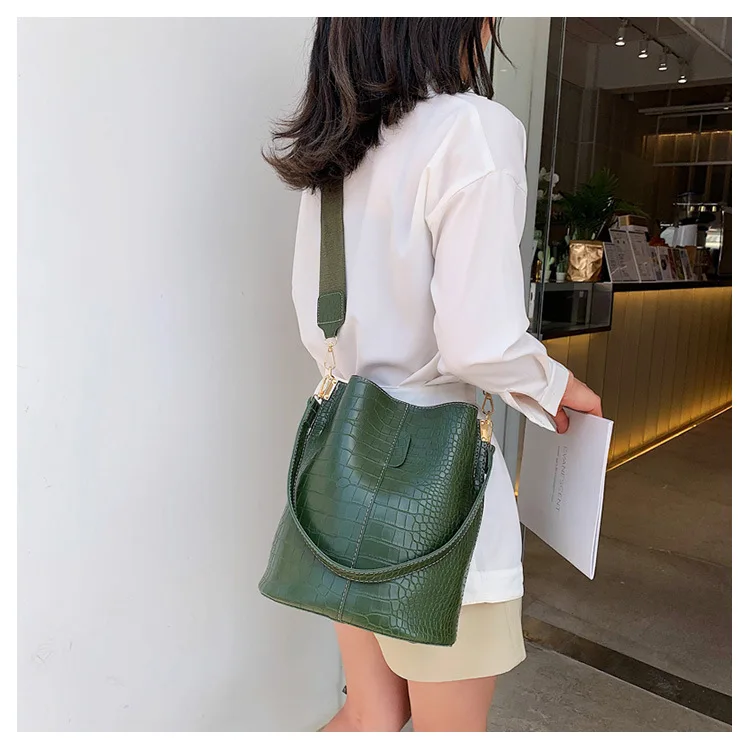 Krokodilmuster Pu Leder Beuteltasche Damen Schultertasche Handtasche_voghion.com
