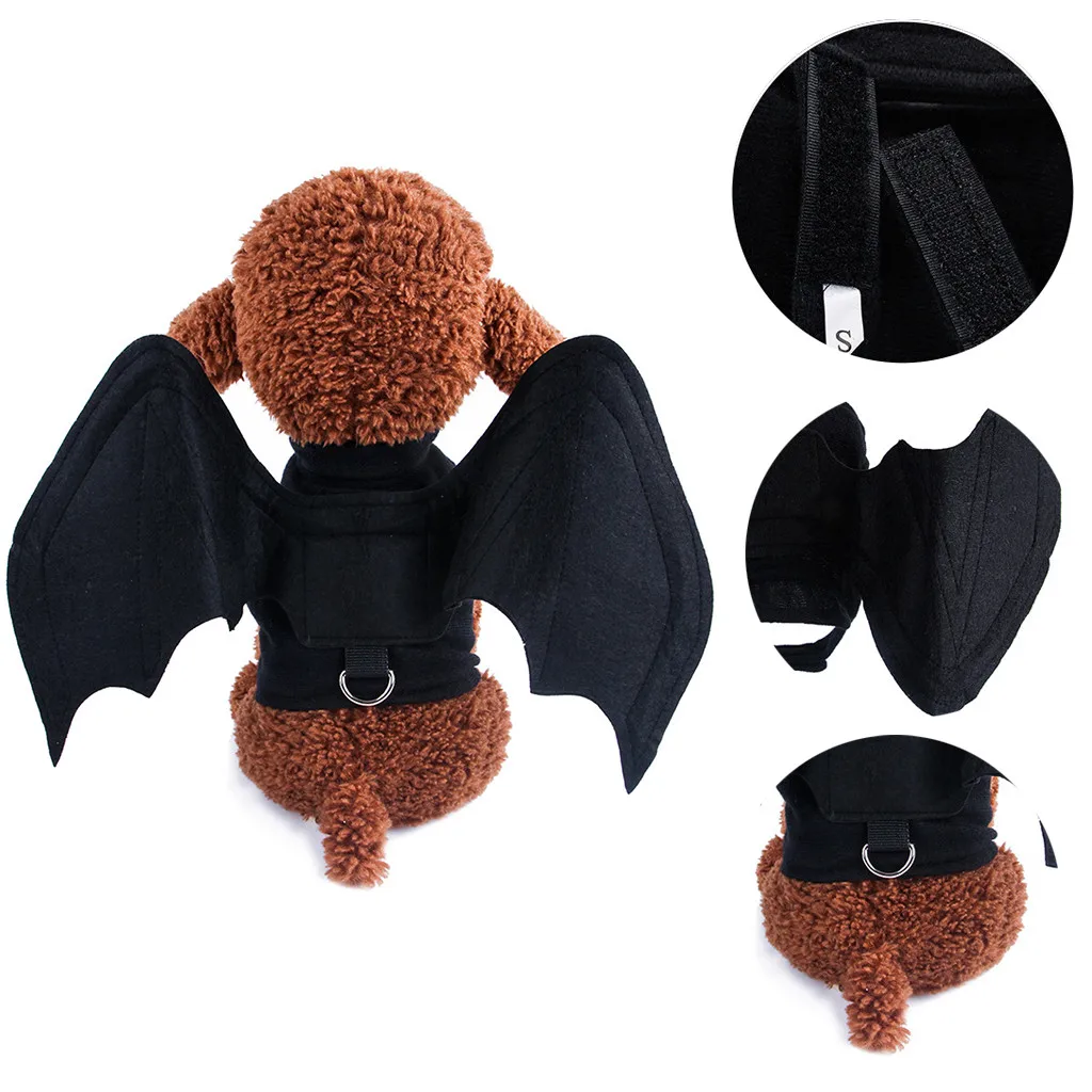 Хэллоуин для домашней собаки костюмы крылья летучей мыши вампир черное милое платье кошка одежда для питомца косплей одежда крылья кошки костюм на Хэллоуин# p8