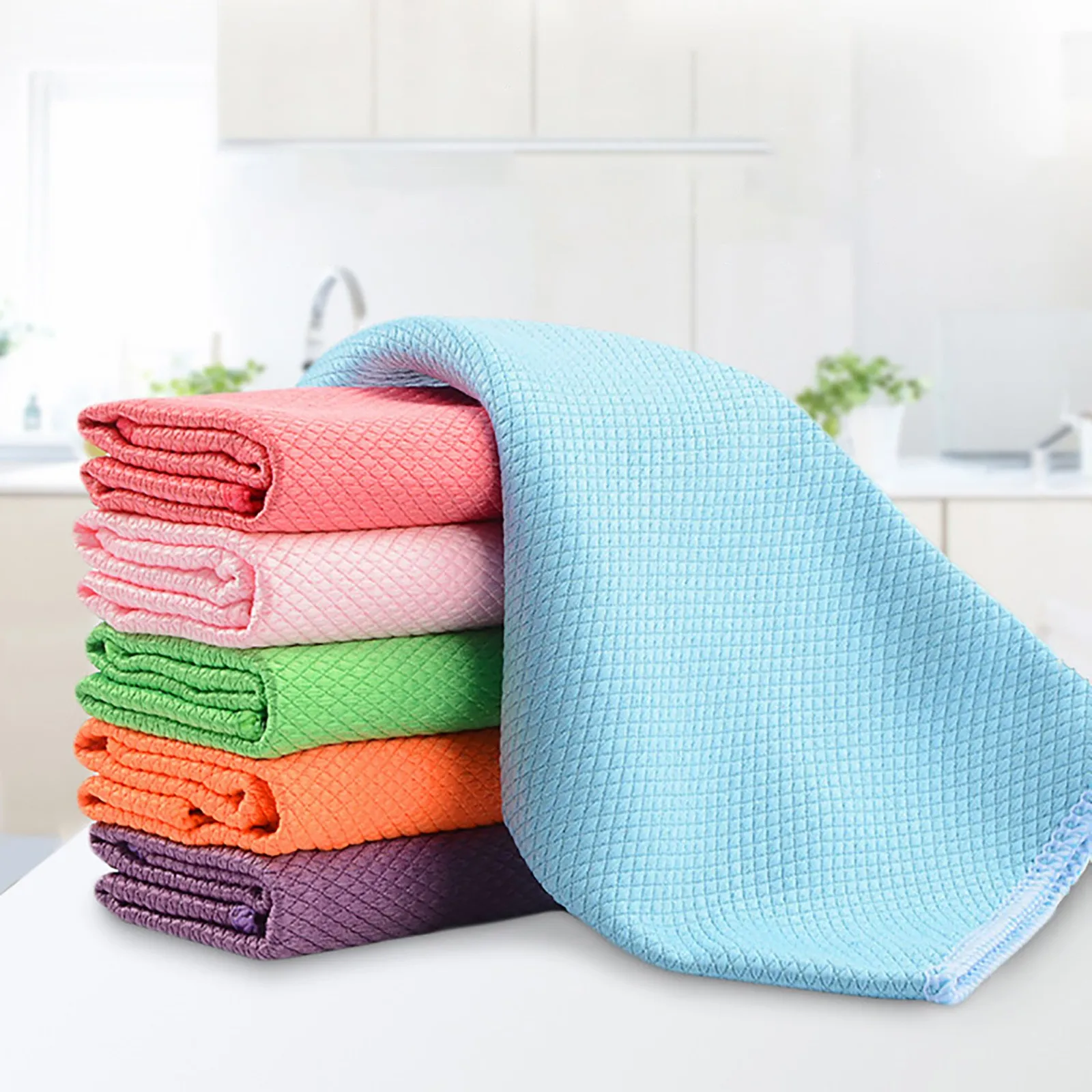 10pcs Super Absorbent Microfiber Dish Washing Cloth Towel Kitchen Cleaning Towel