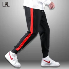 LBL Мужские Полосатые Штаны для бега Осенние повседневные мужские Брюки новые модные длинные прямые штаны