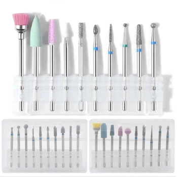 

10PCS Nail Drill Bits Set Cutters For Manicure Machine Milling Cutter Accessory Cuticle Drill Polishing Tools Multi Type