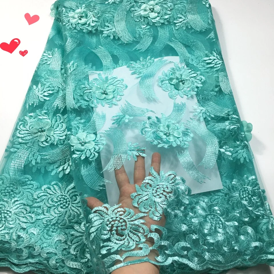 

Latest Nigerian Lace Fabric 2019 High Quality Lace 3d French Bridal Beads Lace Fabric For African Lace Matrial 5yards M32262