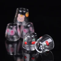 4pcs/set 1/12 Dollhouse Miniature Cartoon Clear Glass Cup Model Simulation Kitchen Furniture Toys For Doll House Decoration 2
