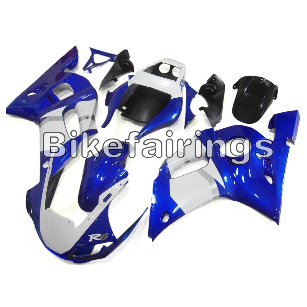 Sportfairings Motorcycle ABS Plastic Full Fairings For Yamaha YZF-600 R6 1998 1999 2000 2001 2002 Injection Bodywork Gloss Blue White Covers 