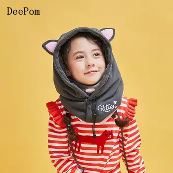 

DeePom Korean New Baby Girl Winter Hat Warm And Velvet Beanies Knitted Cap Kids Balaclava Hats For Girls Boys Children