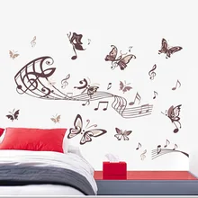 Wall Stickers Manufacturers Wall Stickers Wholesale DF5090 Music Butterfly Fifth Generation PVC Hyaline Membrane DIY Removable W