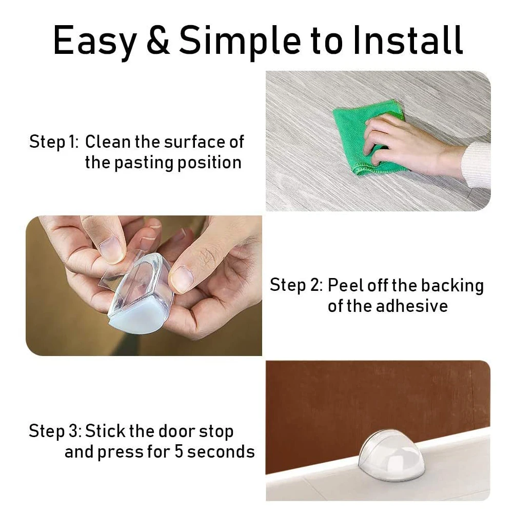 Door Stopper 4pcs Door Stopper Transparent Acrylic Floor Self Adhesive Hidden Wall Buffer