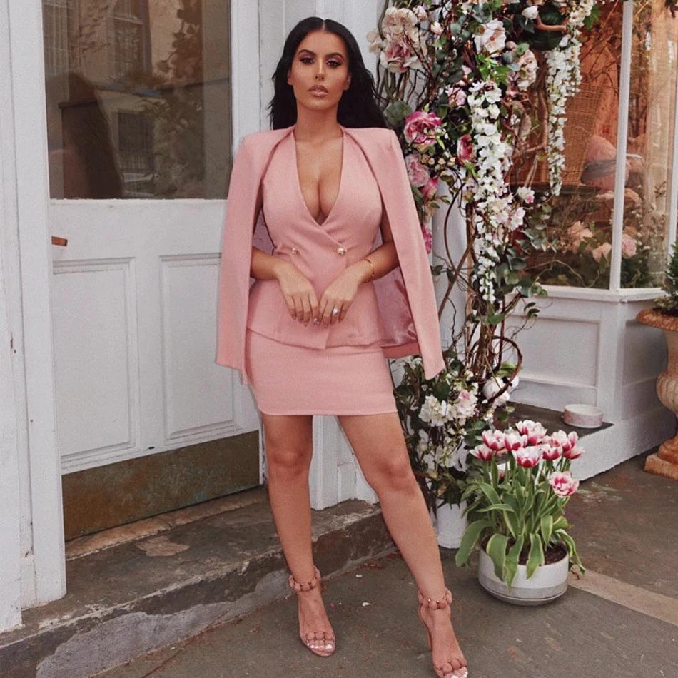 Adyce 2019 Nieuwe Herfst Roze Lange Mouwen Jas en Rok 2 Twee Stukken Set Sexy Night Out Celebrity Avond Party elegante Vrouwen Sets Adyce 2019 Nieuwe Herfst Roze Lange Mouwen Jas en Rok 2 Twee Stukken Set Sexy Night Out Celebrity Avond Party elegante Vrouwen Sets