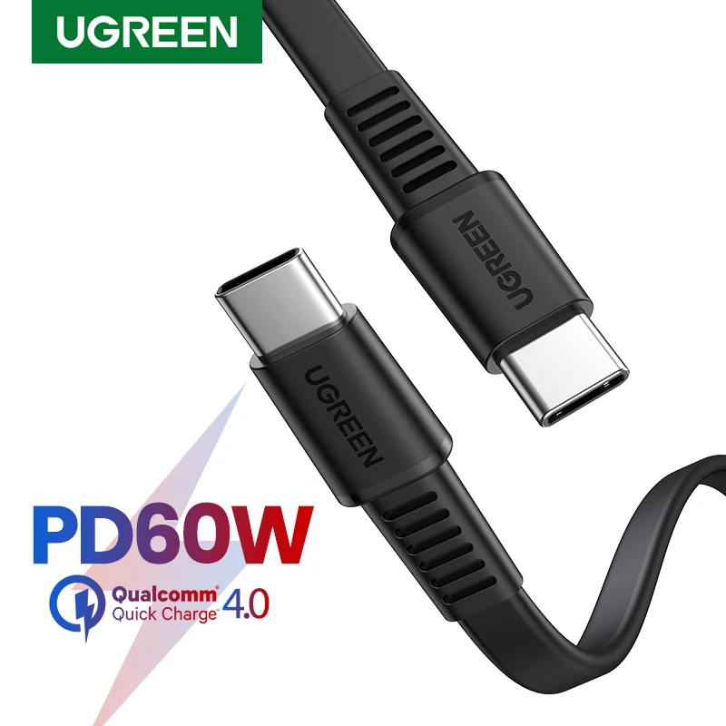Кабель UGREEN USB C к usb type кабель PD 60 Вт для быстрой зарядки xiaomi mi 10 Pro samsung S20 Macbook
