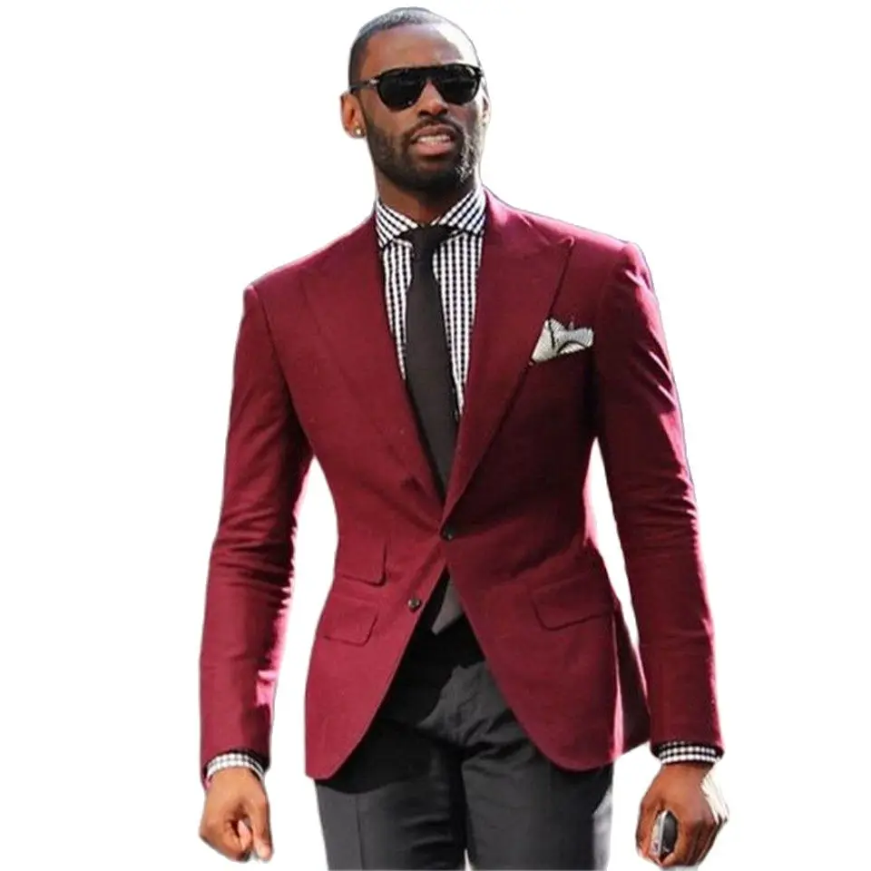 New Men's Suits Lapel Red Jacket 