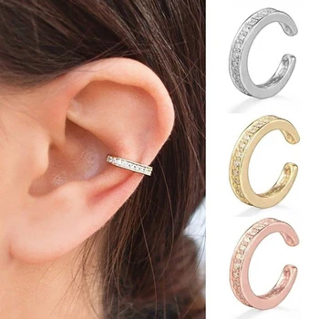 

925 Silver Color Single-row Drill Earrings Female Insert Drill Ear Clip Kolczyki Aros Mujer Oreja Orecchini Bizuteria Earrings