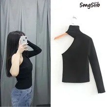Новинка осень и зима 2019женский свитер мягкий модный и тонкий shouldersnew style стрейч пуловер Чистый длинный рукав белый