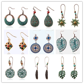 

(9 pairs/set)Sun Hoop Earrings 2020 Luxury For Women Round Bohemian Jewelry Long Hanging Dangles Trendy Earings For Girls Gifts