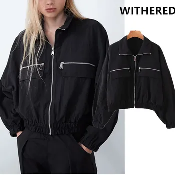 

Withered england style high street zippers oversize loose jacket women casaco feminino jaqueta feminina bomber jacket women