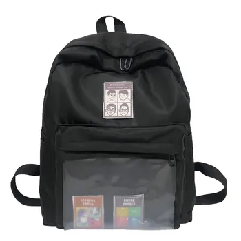 

Large Capacity Solid Color Waterproof Nylon Casual Backpack School Bag Leisure Multi-function Female Ladies Phone Pouch Pack