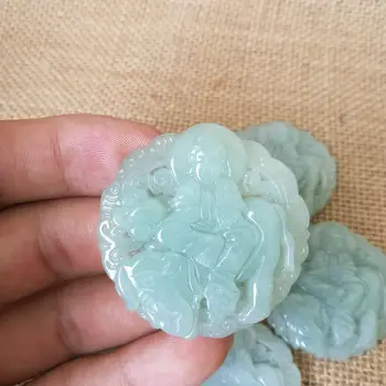 

Pure natural A-product jadeite stone Guanyin Bodhisattva Mascot Hand carving Jade Nephrite mineral crystals Pendant Best Gifts