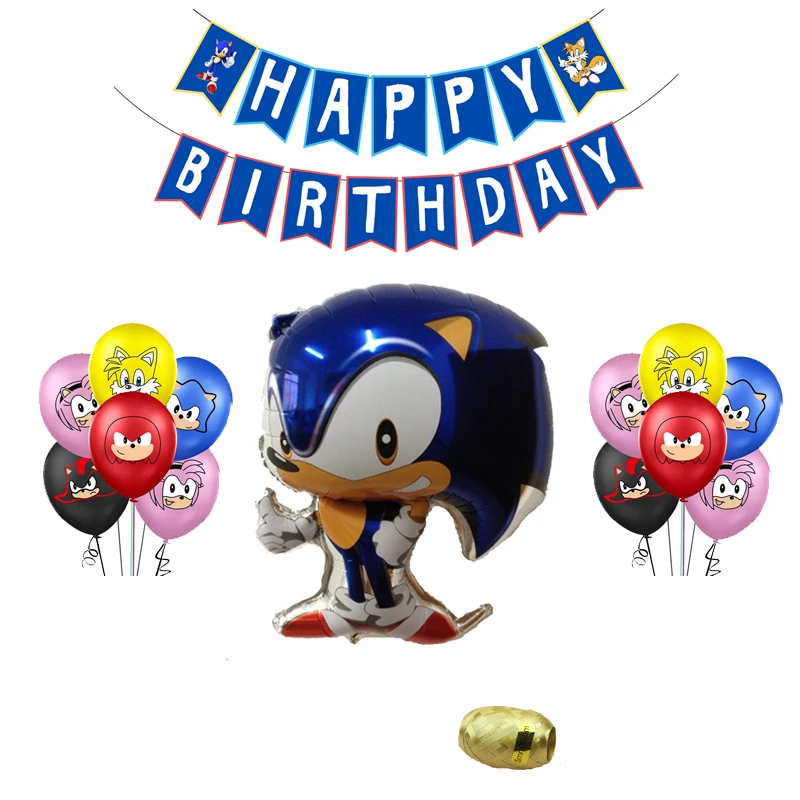 Звуковой латексный шар ежик фольга шары дети супергерой Sega игры вентиляторы