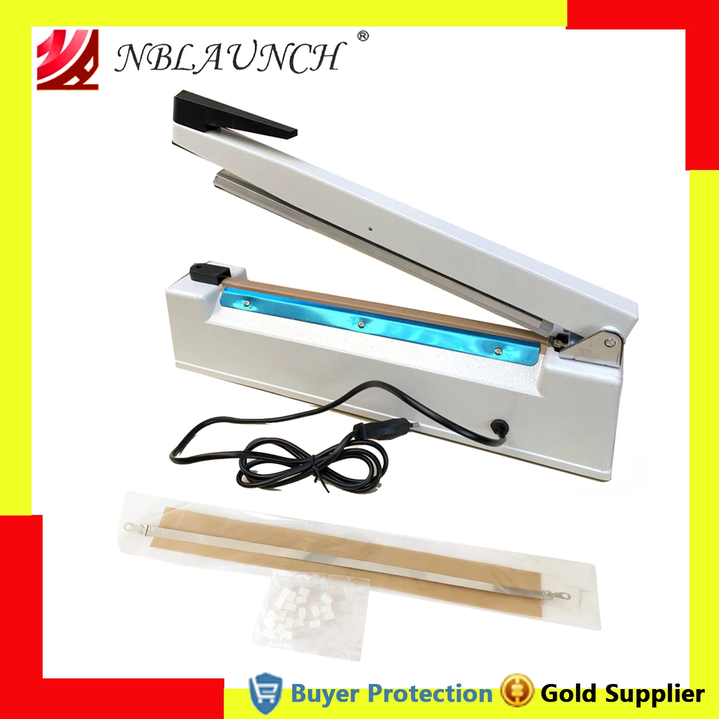 Manual Impulse Sealer Heat Plastic Bag With Date Mold Sealing Machine Metal Case 8mm Wide 30cm Length Coder | Бытовая техника