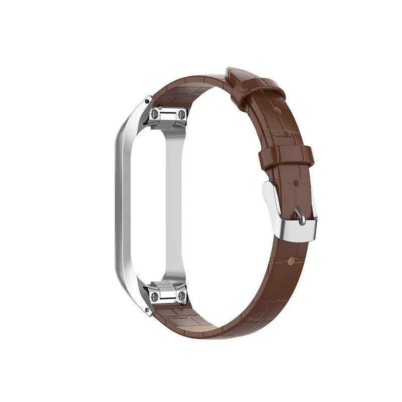 Brown ONEVAN для samsung Galaxy Fit-e/SM-R375 Смарт часы ремешок кожаный ремешок с металлической рамкой Замена регулируемый браслет - Цвет: Brown
