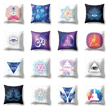 

Buddha Eye Meditation Mandala Tattoo Polyester Print Cushion Cover Sofa Decor Pillow Cover Home Pillow Ccase Office Chair Pillow