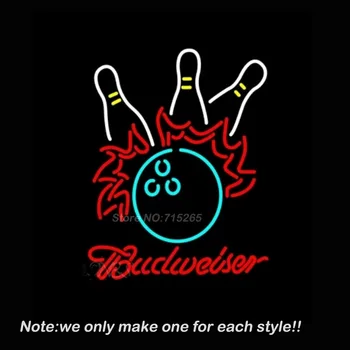 

BUDWEISER BUD Bowling Neon Light Signs Glass tube neon lamp For room Bedroom Decor Beer bar signs wall lights party decoration