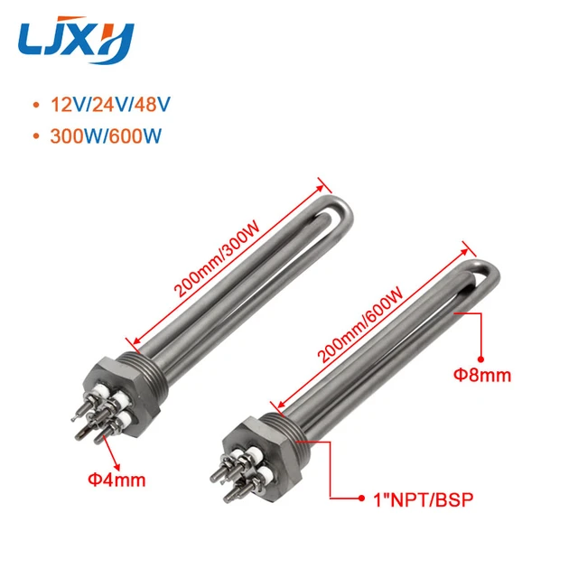 LJXH Solar Water Heater Element Tubular Heater Element 1inch NPT/BSP  Electric Heating Element DC 12V/24V/48V 300W 600W All 304 S - AliExpress