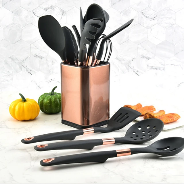 Black Silicone Cooking Utensil Set –