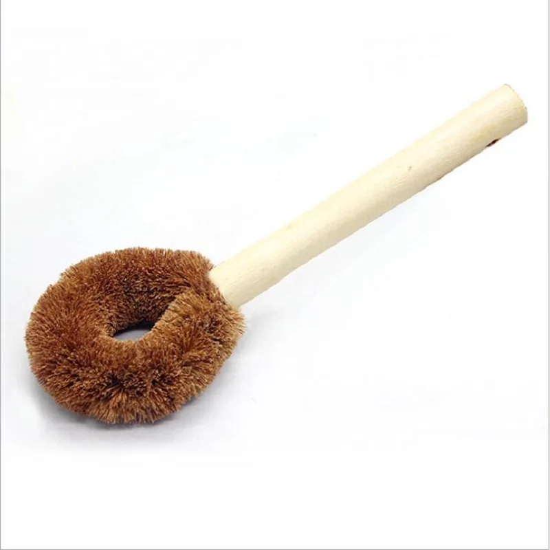Коричневый Из натурального волокна кокосовых пальм горшок щетка масло для деревянных ручек кухня деревянная щетка горшок щетка артефакт длинная ручка щетка горшок щетка - Цвет: Коричневый