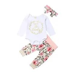 Осенняя одежда для новорожденных девочек; комбинезон с цветным узором; комплект со штанами