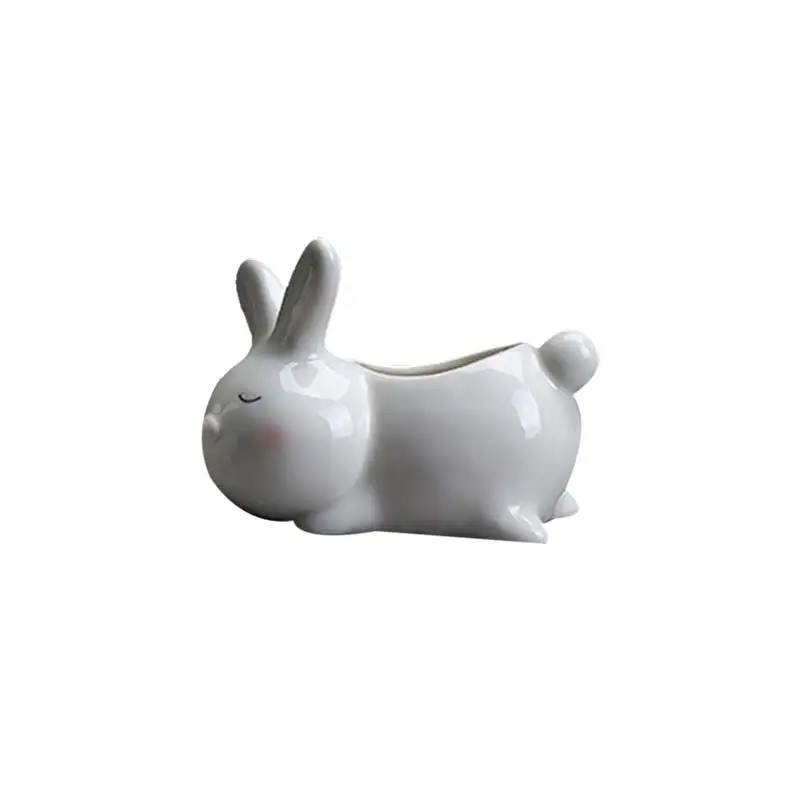 

1pc Flower Pot Decorative Exquisite Rabbit Delicate Ceramic Pot Case Holder Container Ornament For Flower Plant