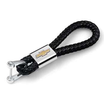 

Car Styling Car keychain Black Leather Braided rope Badge For Chevrolet Cruze Aveo Lacetti Captiva Cruz Niva Spark Orlando