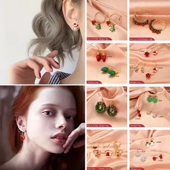 

Christmas Lacquer Metal Ladies Earrings Color Snowman Christmas Tree Cute Drop Earrings Ladies Earrings