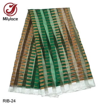 

Fashionable African Printed Organza and ribbon Fabric thick Ribbon transparent fabric for women and man 14 designs available