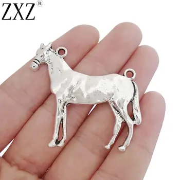 

ZXZ 5pcs Hammered Animal Horse Charms Pendants Double Holes for Necklace Jewelry Making Findings 49x42mm