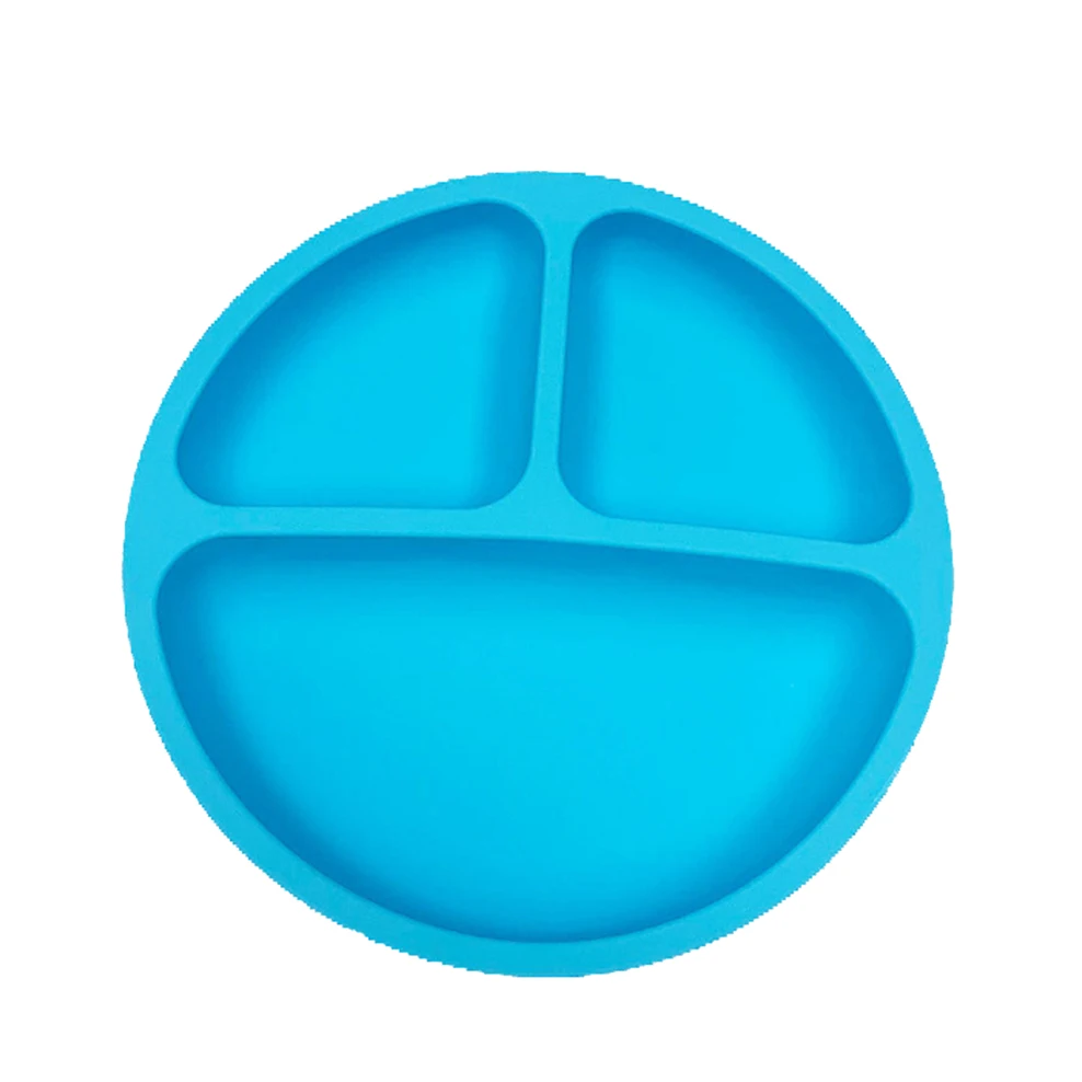

Food grade silicone children's dinner plate One-piece Lattice plate Smiley service plate Microwaveable Children's tableware