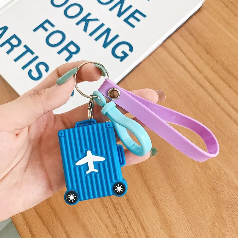 06 Cartoon Travel Luggage Milk Tea Decor Pendant Toy Lanyard For iPhone Airpods Protective case Key Chains Girl Bag Hang Car Key - Color: 06