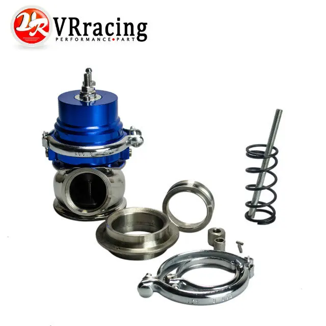 Vr - Blue 50Mm Turbo Regolabile V-Band 50Mm Esterno Wastegate Bypass Collettore Di Scarico + Molla Vr5801