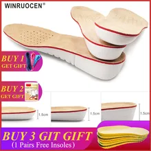 WINRUOCEN, стелька для увеличения роста, стельки из свиной кожи EVA, гелевые стельки для плоской стопы, силиконовая подошва, гелевая ортопедическая стелька для обуви, увеличивающая рост