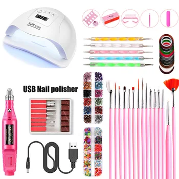 

84W LED Lamp Dry Nail Gel Polish Kit Manicure Tools SetNail Drill Machine Nail Kit with Led Nail