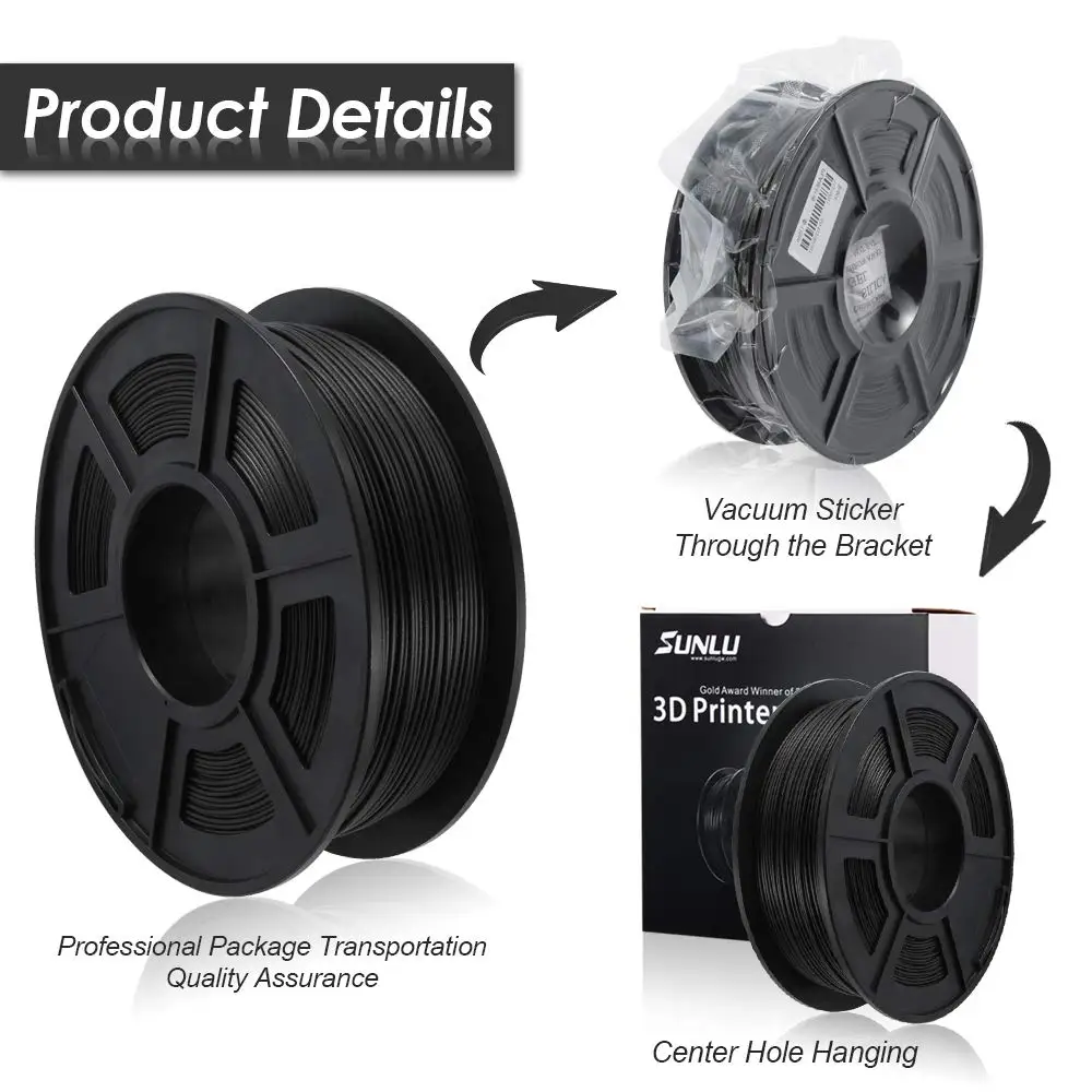 SUNLU PLA Carbon Fiber 3D принтеры нити точность размеров 1 75 мм +/ 0 02 кг (2 2 lb) шпуля
