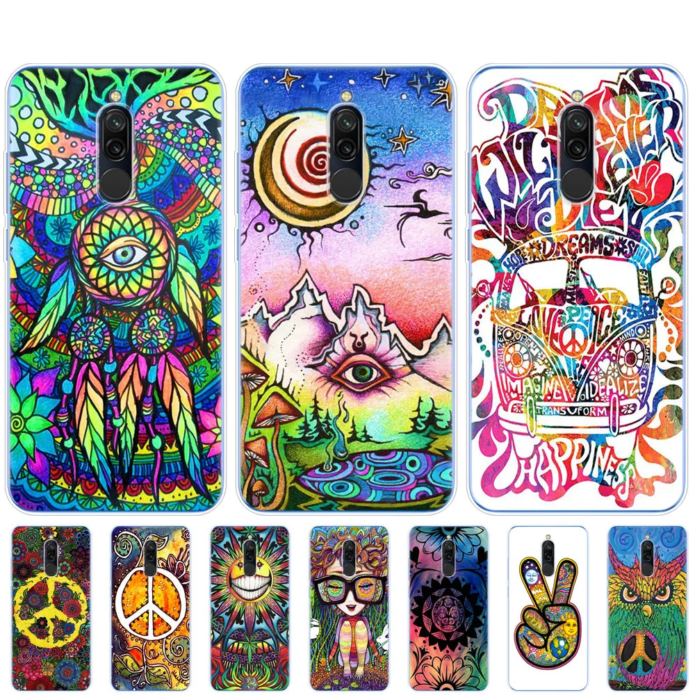 Custodia Per Redmi 8A 8 Custodia Redmi Note 8 9 Pro 8T 9S Custodia Per Xiaomi Mi Note 10 Pro 9 Lite Poco F2 Pro Hippy Hippie Psichedelico Art