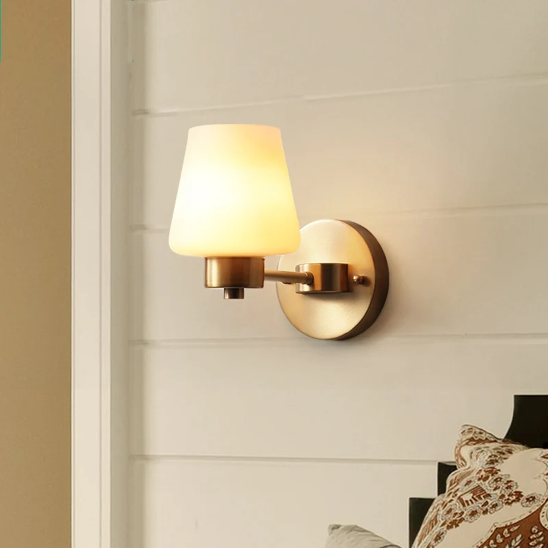 

Creative Modern Bronze Wall Lamp Bathroom Bedroom Copper Glass Ball Vintage Wall Lights Wandlamp Sconces E14 6W LED Stair Light