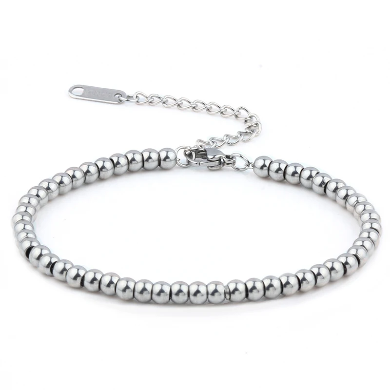 Men Bead Bracelet Stainless Steel Jewelry Bracelet For Women Beads Bracelets Fashion Simple Couple Jewelry Gift beaded bracelet metal bead bracelet metal bracelet