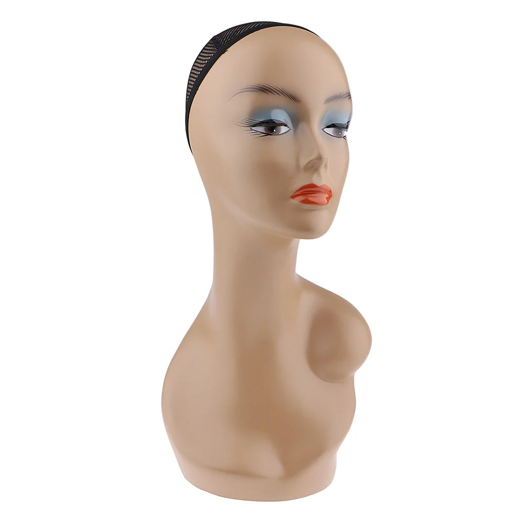 Female Life size Mannequin Head with Shoulder Bust Wigs Hats Sunglasses Jewelry Display Model for Retail Shop Showcase