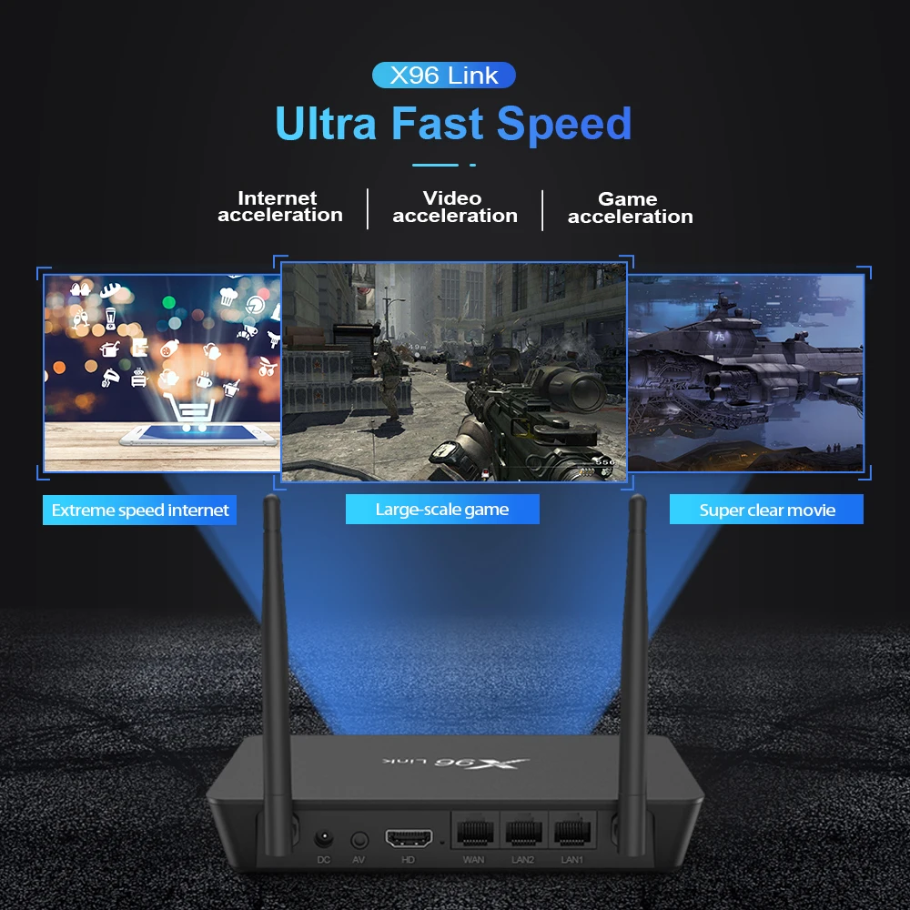 X96 Link android 7,1 Amlogic S905W четырехъядерный смарт-приставка DDR3 2G 16G 100M LAN 4k медиаплеер 2,4G 5G бренд wifi ТВ приставка