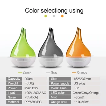 

Aroma Essential Oil Diffuser Ultrasonic Air Humidifier electric aroma diffuser oil diffuser aromatherapy diffuser200ml