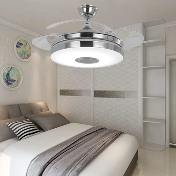 

YEELED Light 42" Invisible Ceiling Fan with Remote 3-Color Light and 3 Speed Fandelier for Indoor Living Room Dining Bedroom