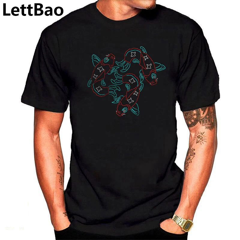 Mens T Shirts Fashion 2019 Men T Shirt Cotton Short Sleeve Men Fashion Shirt Tops Tees Men's Koi Friends Print T-Shirt