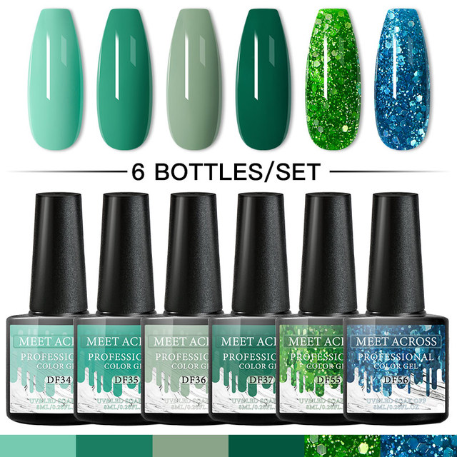 Gel Nail Polish Set With Top Base Gel Glitter Color Semi Permanent UV Led Gel Varnish Soak Off Nail Lacquers