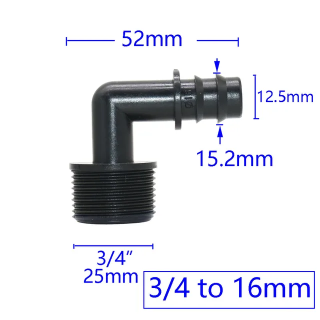 1/2 3/4 Férfi Szál 16 Mm -Ig 20 25 -Es Kerti Tömlő Barb Csatlakozó Könyök 1 "Műanyag Cső Illesztése 5Db - Image 3